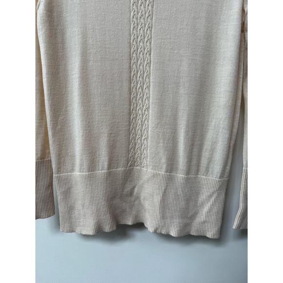 Perri Cutten Merino Wool Sweater Jumper Cream Womens Medium Quiet Luxury Classic - Picture 3 of 10